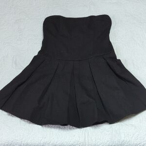 Forever 21 Black Strapless Pleated Mini Dress